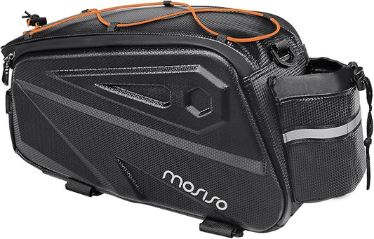 MOSISO Bike Rack Bag, Waterproof Bike Rear Rack Handbag Bicycle Trunk Bag, 14L EVA Mountain Bicycle Rear Seat Storage Saddle Pouch Cycling Luggage Pouch with Shoulder Strap, Orange