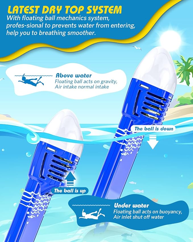 QingSong Kids Snorkel Mask Full Face, Snorkeling Set with Camera Mount, Foldable 180 Degree Panoramic View Snorkeling Gear Anti-Fog Anti-Leak