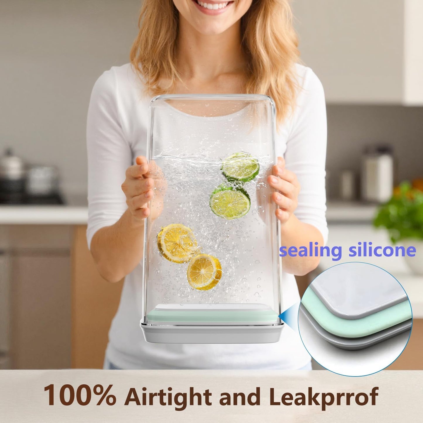 Pop Airtight Food Storage Containers Set with Lids, Large 4.2Qt/4L Food Containers with Scoop, Kitchen Pantry Organization and Storage, BPA Free Stackable Cereal Container (2 * 4.2Qt)