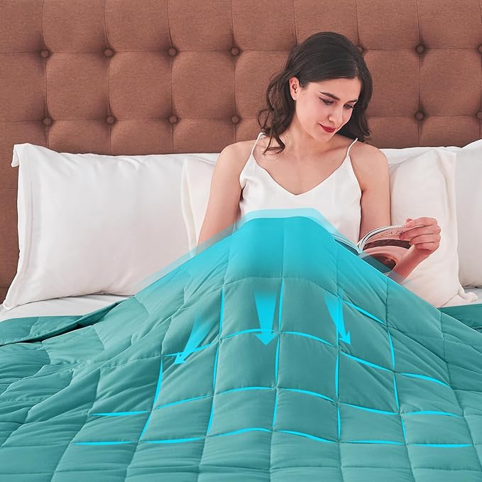 yescool Weighted Blanket for Adults (30 lbs, 88” x 104”, Teal) Cooling Heavy Blanket for Sleeping Perfect for 290-310 lbs, King Size Breathable Blanket with Premium Glass Bead