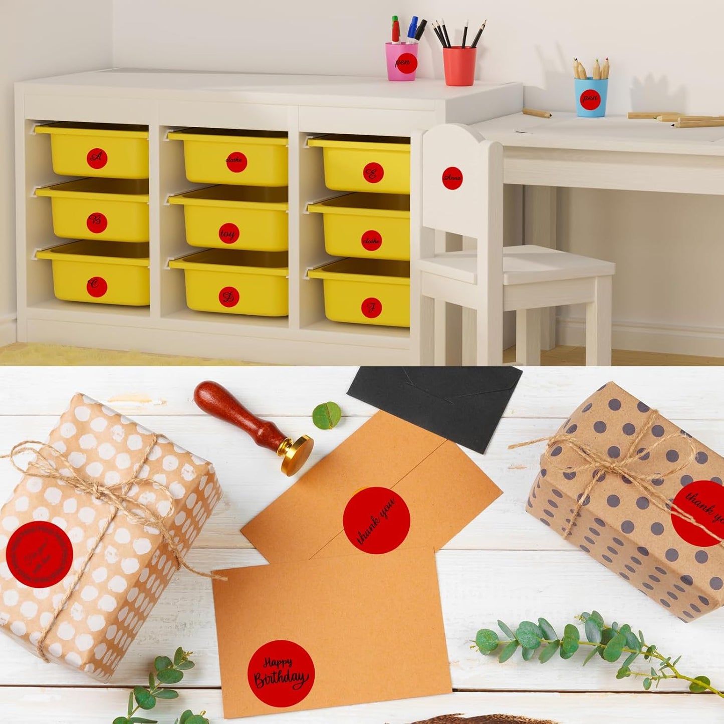 2 Inch Red Round Thermal Labels, Self-Adhesive Direct Printer Stickers for DIY Logo Design, Name Tag (500/Roll)