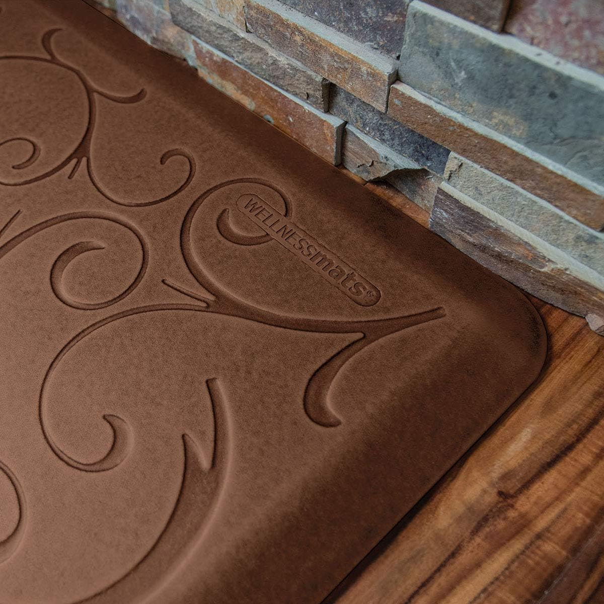 WellnessMats Anti-Fatigue Bella Motif Mat, 36 Inch by 24 Inch, Antique Light