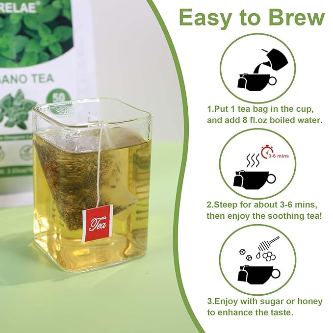 TEARELAE - Oregano Tea Bags - 50 Count - Premium Natural Oregano Leaves - Aid in Digestion, Rich in Antioxidants - Non-GMO - Caffeine-Free