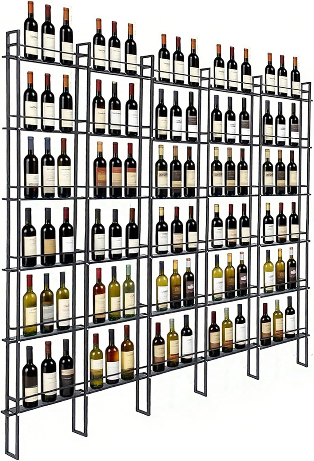 Wine Racks Wall Mounted, 6-Tier Wine Storage Holder, Black Industrial Bar Liquor Bottle Display Shelf, for Home Bar, Kitchen, Dining Rooms, & Wine Cellars (Black, 5 Column)