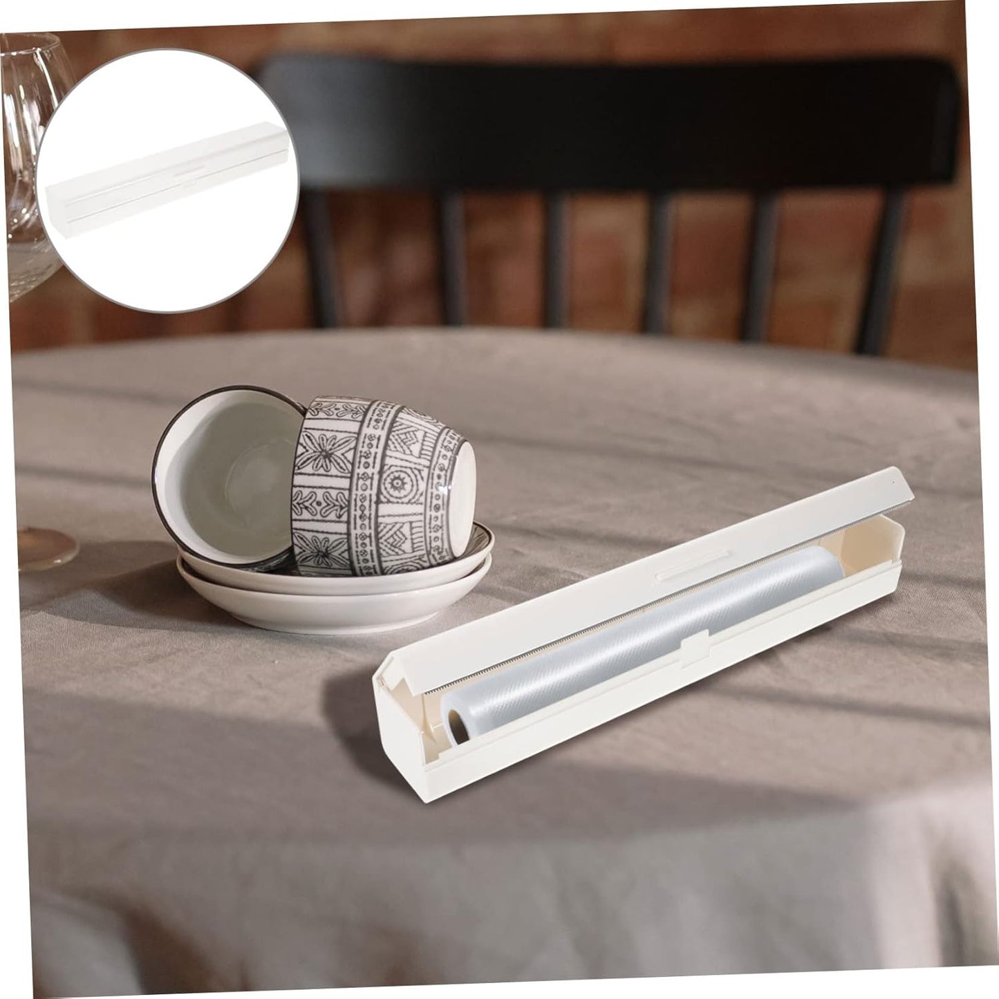 STOBOK Plastic Film Cutter - Cling Wrap Dispenser with Stainless Steel Cutter Compact Food Wrap Storage Box for Home Use Ideal for Plastic Wraping and Aluminum Foil