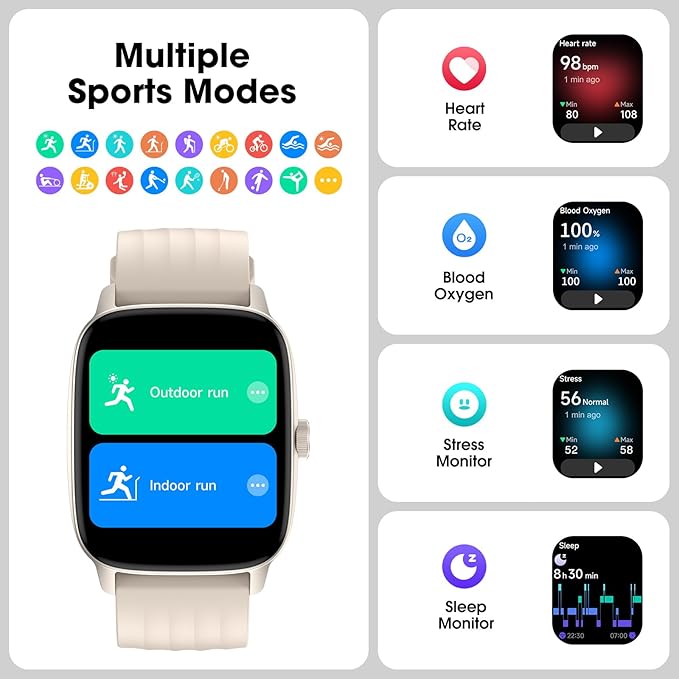 Pedometer Watch No APP/Phone Required, Waterproof Fitness Tracker Watch with Heart Rate Monitor, Large Screen with Pedometer, Sleep Tracking, Calories & Step Counter, Smart Watches for Women Men