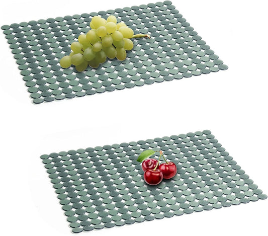 Qulable 2Pack Kitchen Sink Mat for Stainless Steel/Ceramic Sinks, PVC Eco-friendly Protectors for Bottom of Kitchen Sink, Adjustable, Fast Draining, Dots Design, 11.8x15.7 (Green)