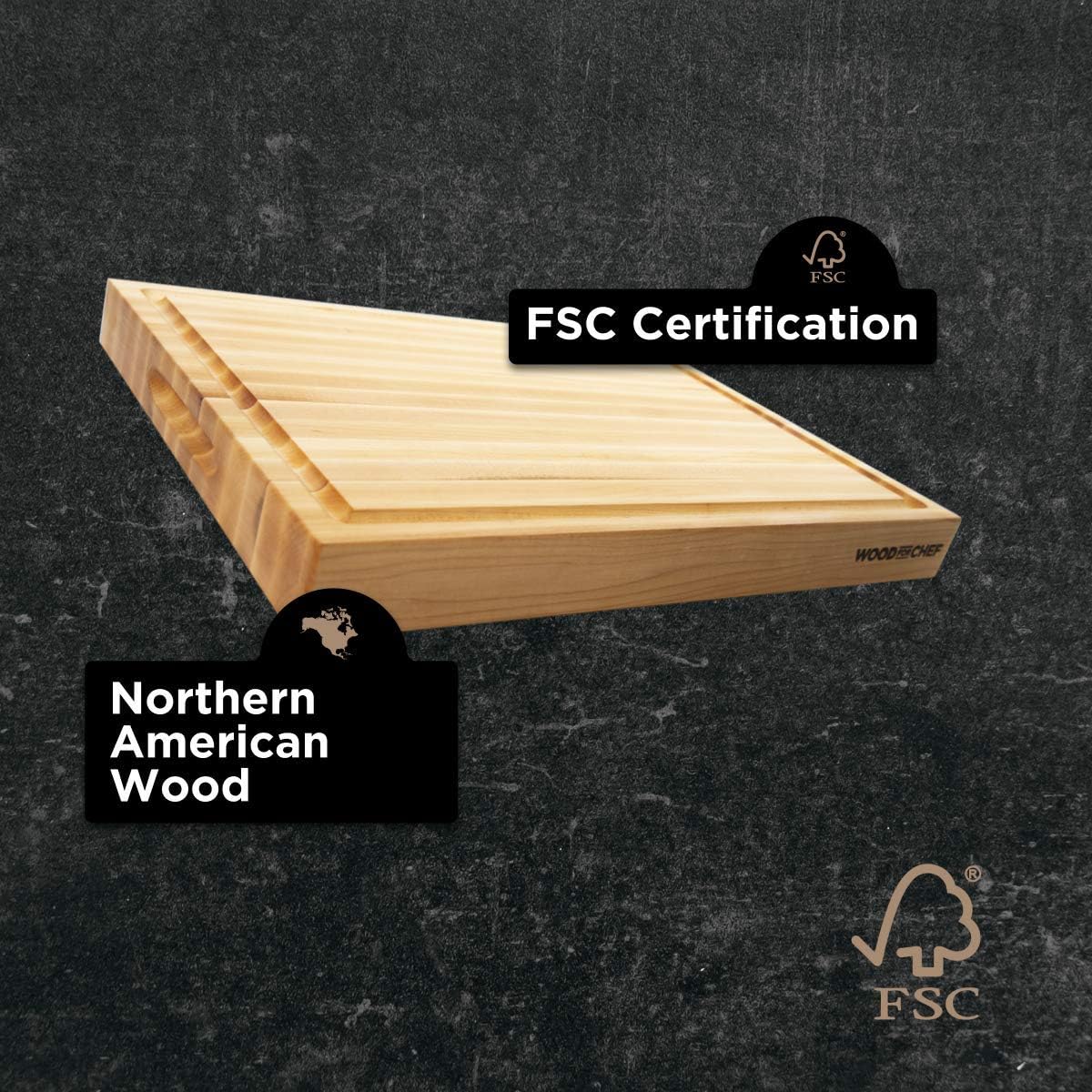 Medium Wood Cutting Board from Canadian Maple - A Reversible Butcher Block That Comes with Juice Groove for Cutting Meat and Juicy Veggies Easily - Maple Chopping Board - 16x12x1.5"