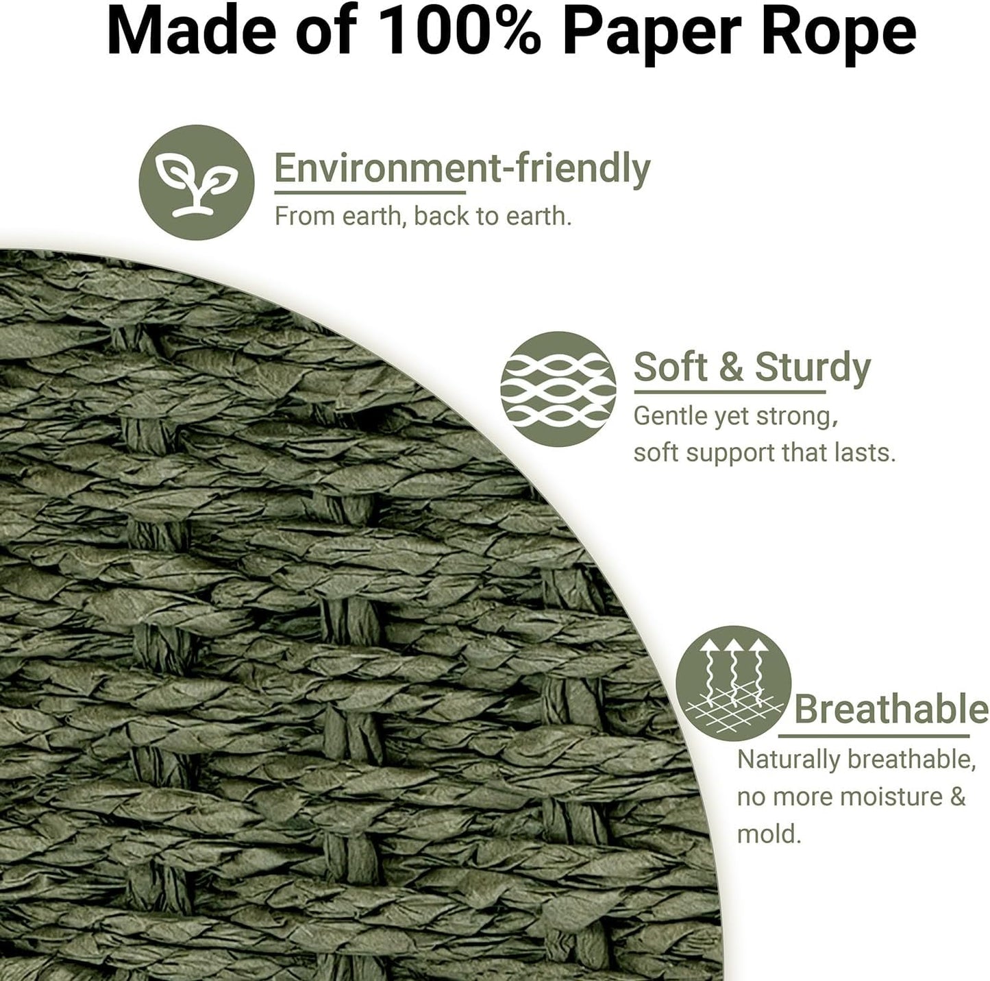 Wicker Baskets for Organizing,Pantry, Kitchen Counter with Handles, Handwoven Woven Storage Baskets for Fruit, Bread, Vegetable, Paper Storage Bins for Shelves, 3 Pack, Green