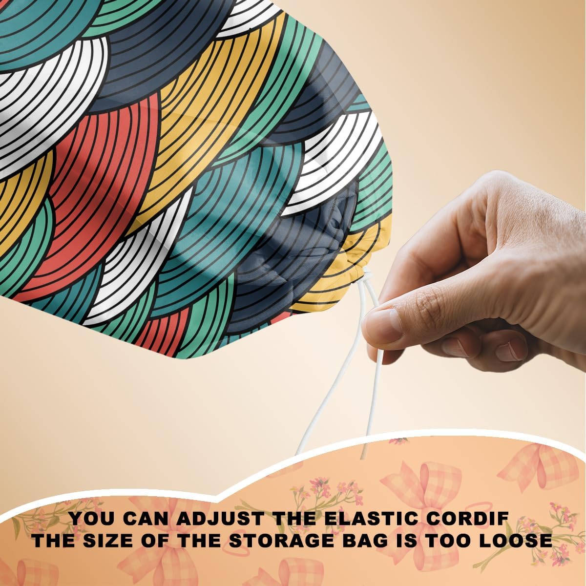 2Pcs Abstract Wave Seamless Pattern Plastic Bag Holder, Wall Mount Grocery Bag Holder for Plastic Bags, Colorful Wavy Print Reusable Grocery Bags Storage Dispenser, Farmhouse Home Kitchen Decor