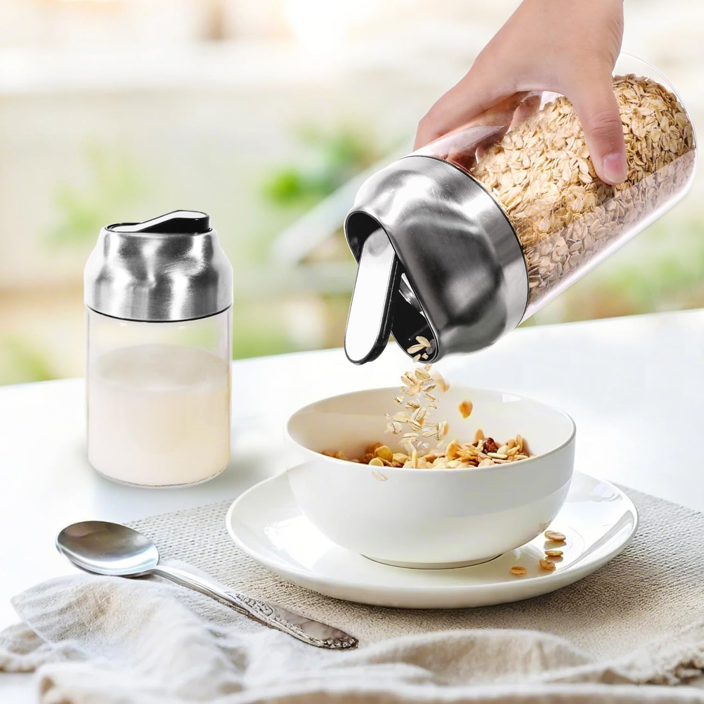 Aelga 34oz Glass Food Jars Canisters with Lid, Wide Mouth Storage Jars with Airtight Lids, Clear Food Storage Containers for Flour, Cereal, Coffee, Nuts & More