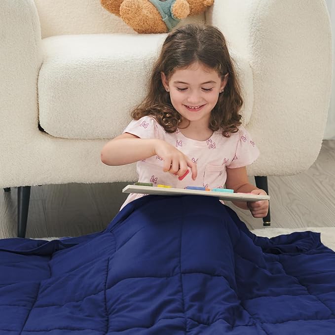 yescool Weighted Blanket (3 lbs, 36" x 48", Blue) Cooling Heavy Blanket for Sleeping Perfect for 20-40 lbs, Breathable Blanket with Premium Glass Bead, Machine Washable