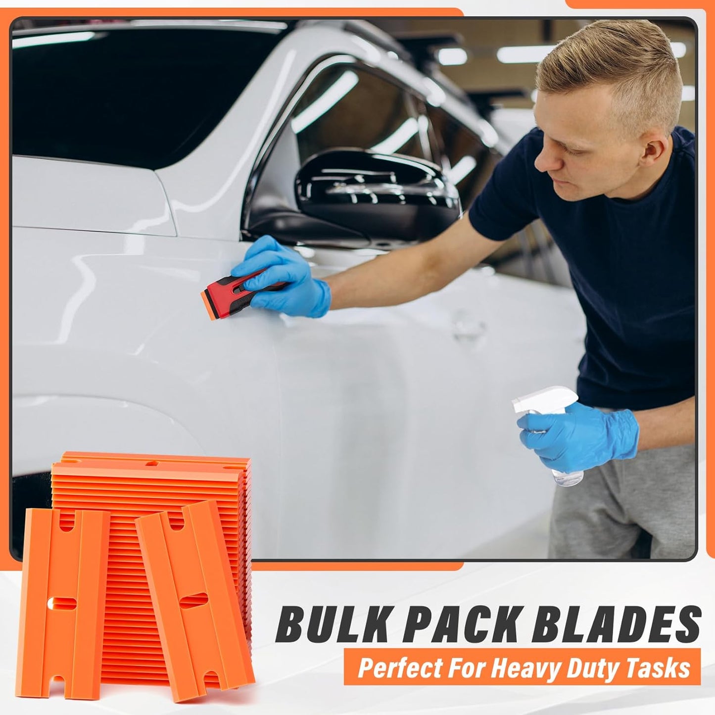 DIYSELF 100 Pack Plastic Razor Blades, Blade Refill for Plastic Razor Blade Scraper, Durable Plastic Blades for Cleaning Adhesives, Glass, Metal, and Floors, Plastic Scraper Blades