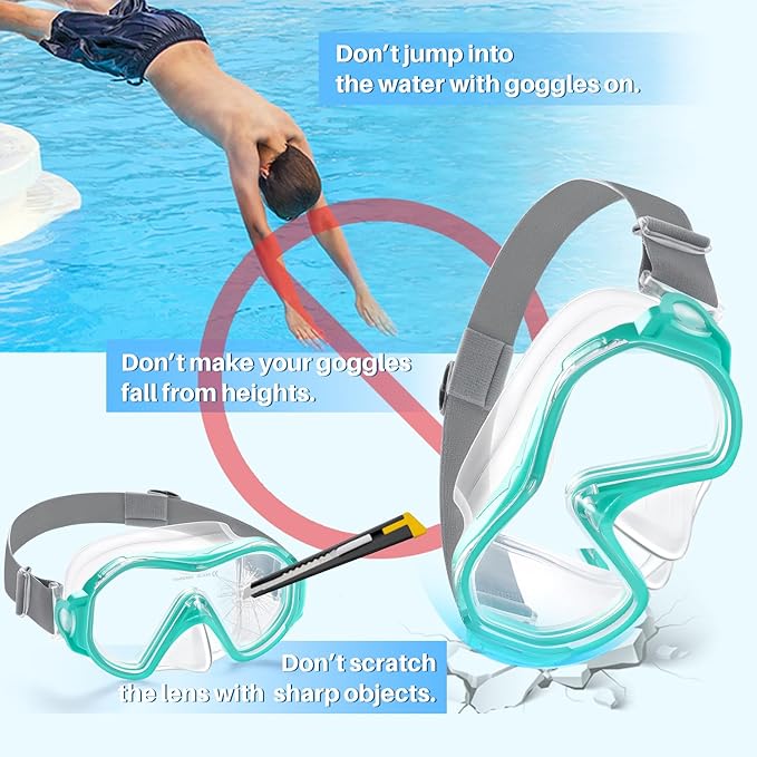 Supertrip Adult Swim Goggles Swimming Goggles with Nose Cover Elastic Fabric Strap Tempered Glass Snorkeling Gear for Adults