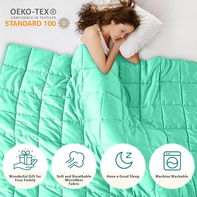 L'AGRATY Weighted Blanket - 48"x72" 20lbs Cooling Breathable Heavy Blanket with Glass Beads for Adult All-Season