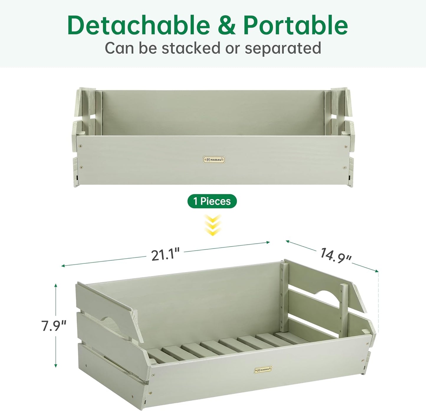 HABAU Wood Potato Onion Storage Bins - Wooden Stackable Produce Basket - Fruit Vegetable Storage for Kitchen Pantry Organization