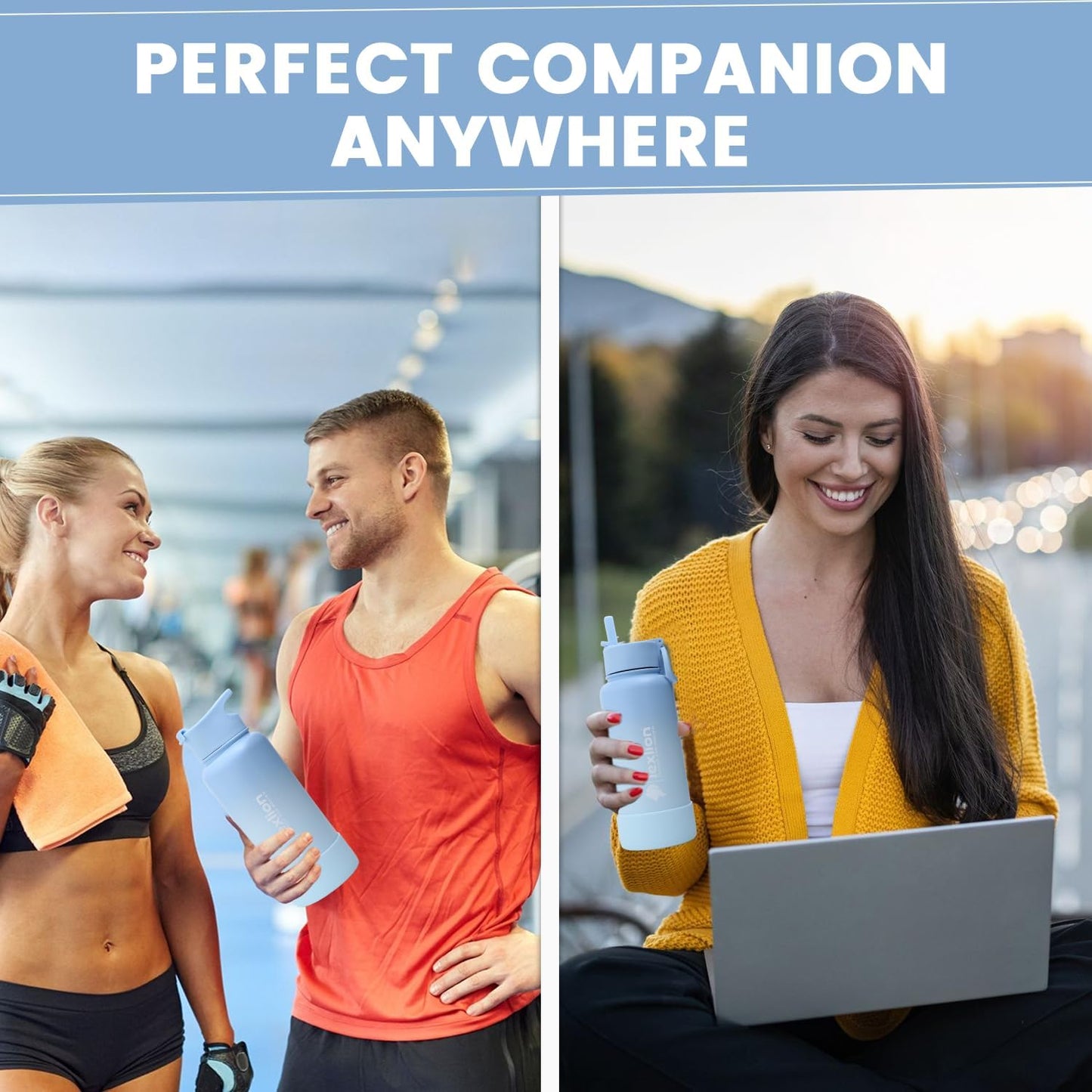 Lexlion 32 Oz Triple Walled Insulated Stainless Steel Fruit Infuser Bottle - Tea Infuser Water Bottle with 3 Lids, Silicone Sleeve, Leakproof, Metal Mug Gallon