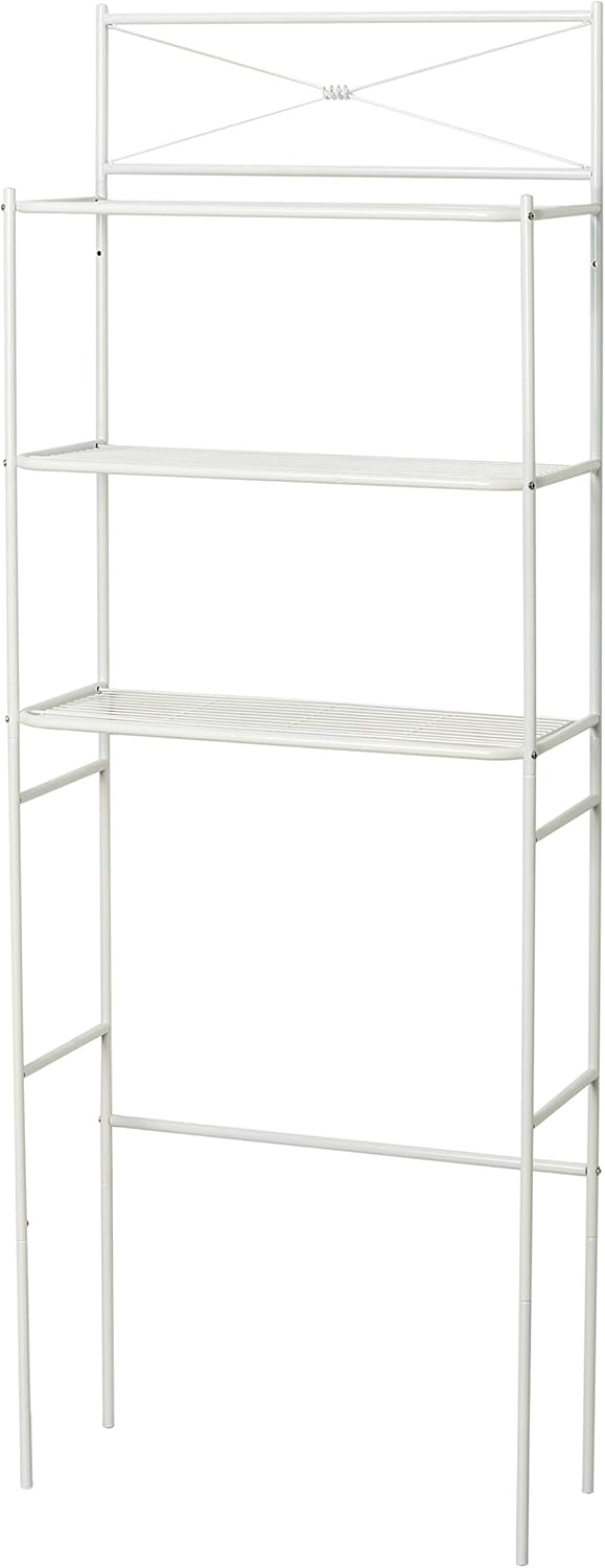 Zenna Home Over the Toilet Storage Shelf Space Saver, Behind Toilet Bathroom Organizer and Storage, Metal Bathroom Organizer with 3 Shelves, White