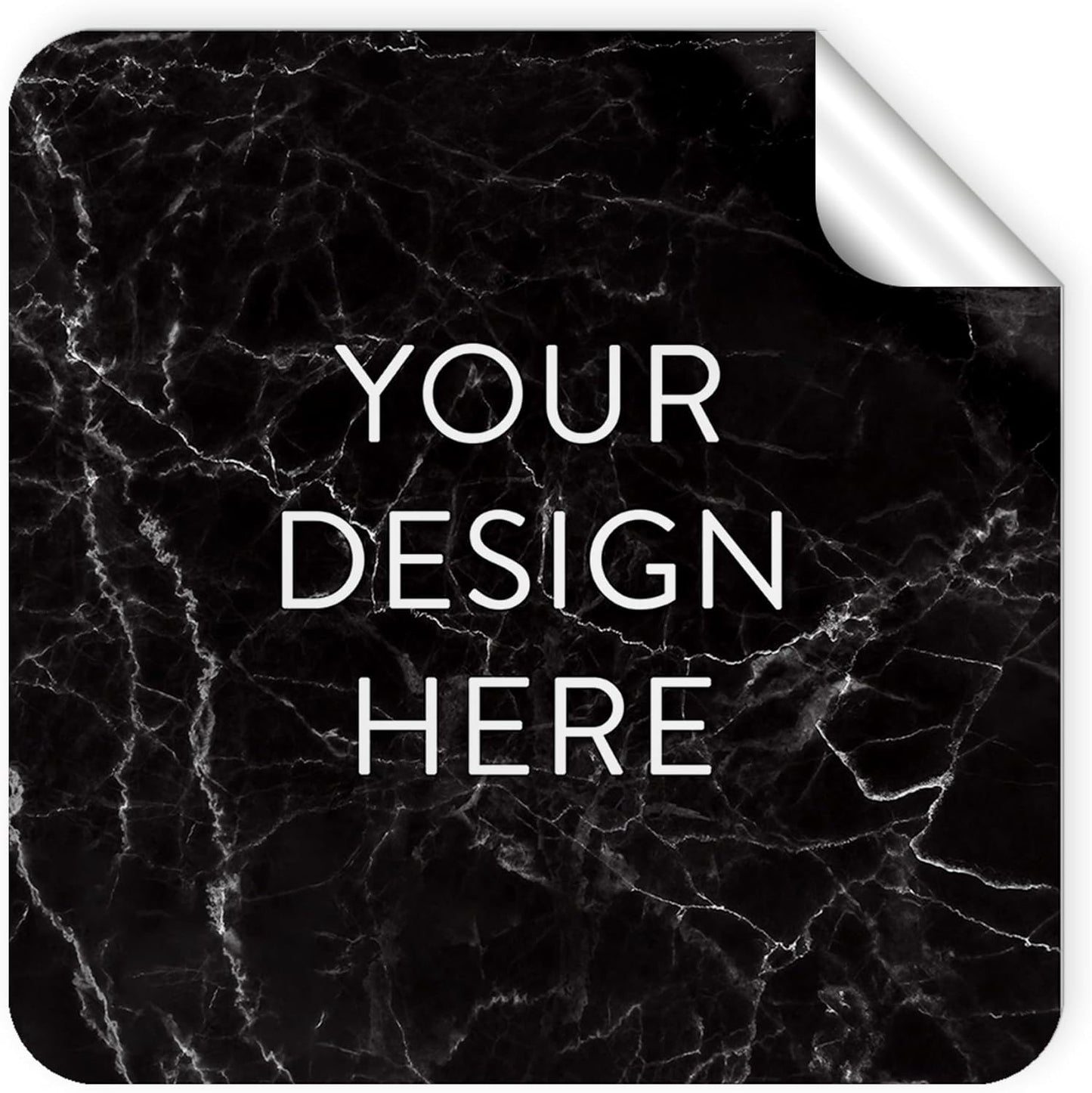 100 Custom Vinyl Stickers - Upload Your own Image, Text, Design, Logo - Personalized Logo Labels for Handmade, Packaging, Bottle, Jars, Candle, Brand Stickers (Black Marble, 1.5x1.5 Square)