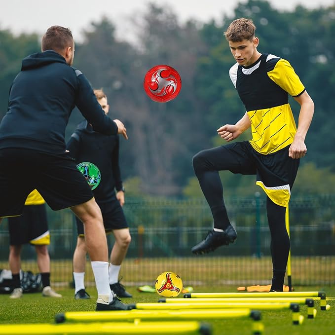 12 Pcs Soccer Balls Bulk Size 4 Soccer Balls with Pump Soft Football Outdoor Indoor for Sport Training Practice Game Gift for Youth Teen Adult