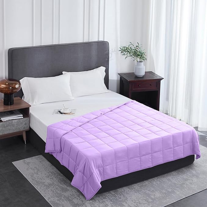 L'AGRATY Weighted Blanket - 48"x72" 20lbs Cooling Breathable Heavy Blanket with Glass Beads for Adult All-Season