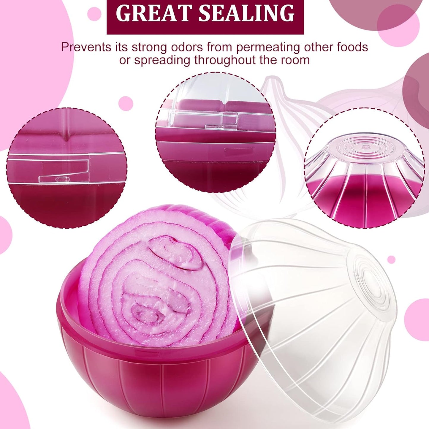 Vegetable and Fruit Storage Containers for Fridge, 4 Pcs BPA Free Reusable Food Saver - Tomato, Avocado, Onion, Lemon Keeper Holder - Refrigerator Vegetable Crisper for Keeping Food Fresh Longer