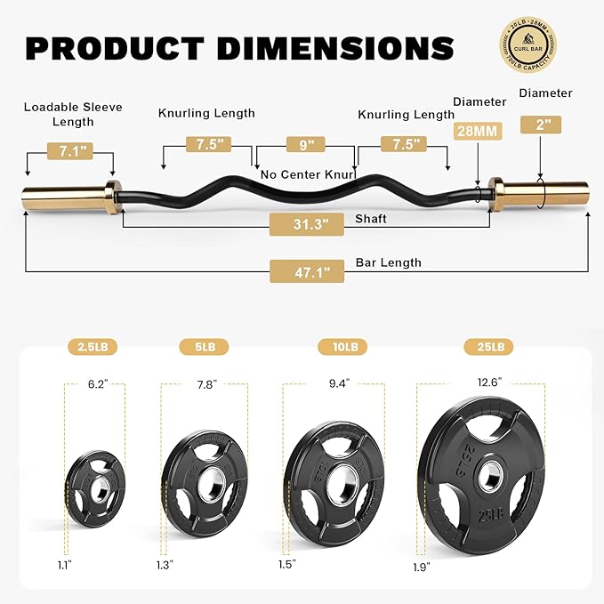 LIONSCOOL Premium 4ft/4.9ft/6ft Barbell for Strength Training and Olympic Weightlifting, 2 Inch Bar for Squats, Curls, Deadlifts, Presses, Hip Thrusts, 350lbs/500lbs/700lbs Weight Capacity