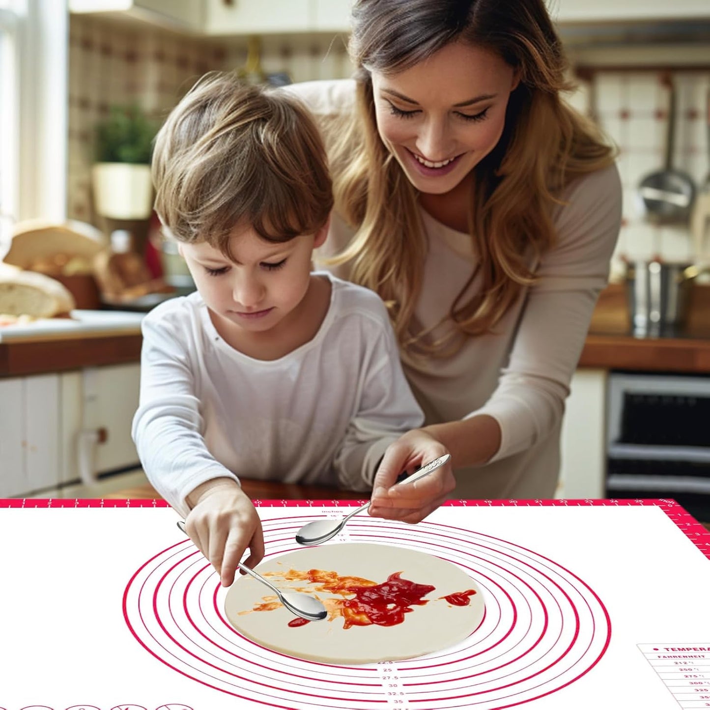 Dough Mat Silicone Baking Mats for Rolling Pastry Kneading Sheet Sourdough Bread Baking Supplies Red