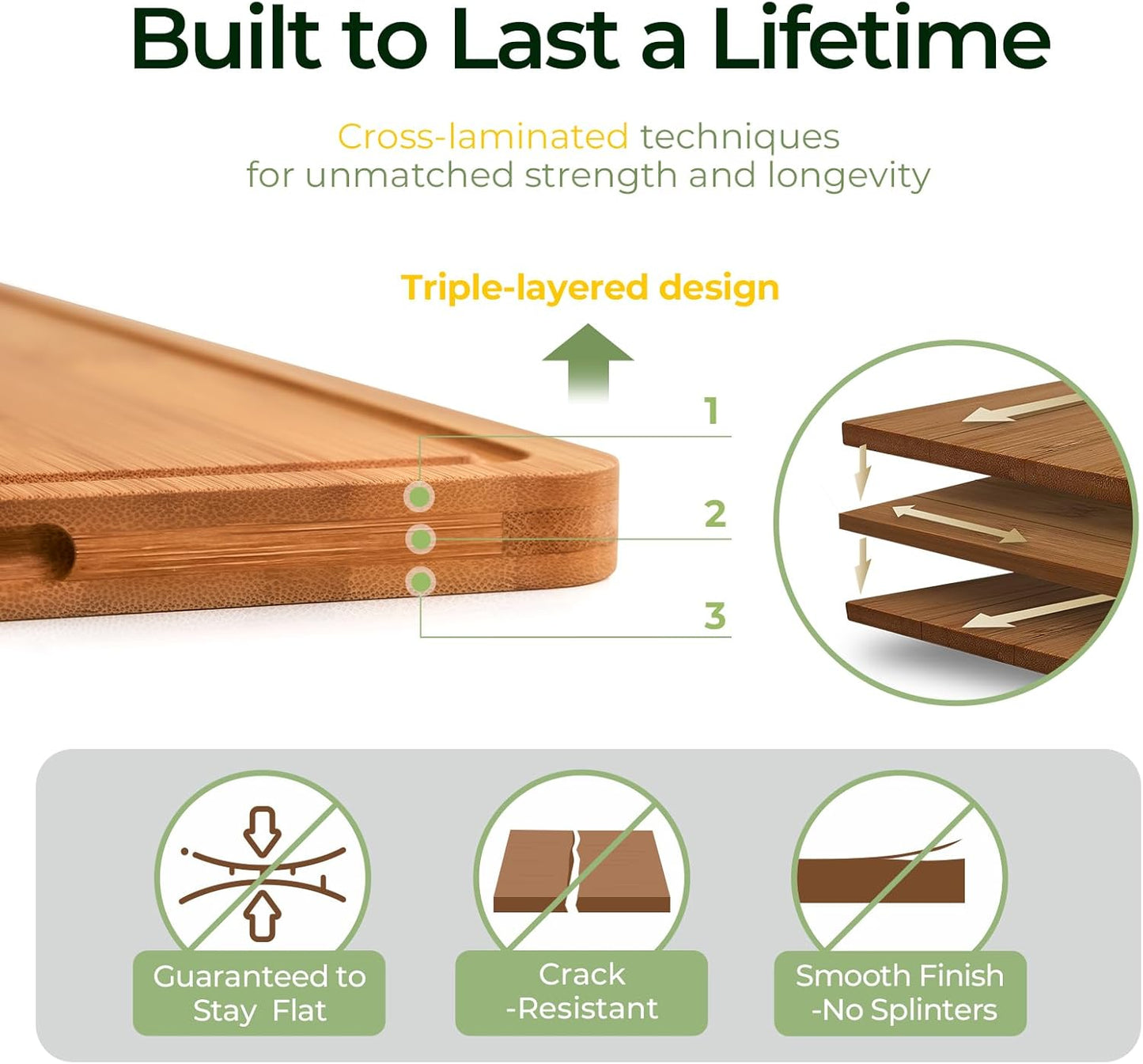 Wood Cutting Board, Carbonized Bamboo Cutting Boards Set With Smooth Surface & Easy Storage For Busy Kitchens, Ideal Charcuterie & Chopping, Durable, Knife-Friendly (4Pcs)