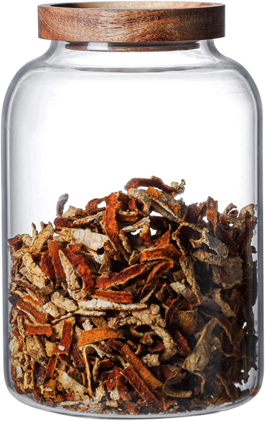 Large Glass Jars with Airtight Wooden Lid, Food Storage Glass Canister, Clear Cereal Storage Container for Flour, Sugar, Coffee Beans, Snack (67 FL OZ (2000ml))