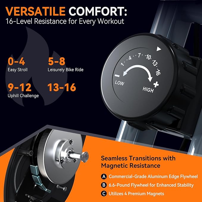 Foldable Exercise Bike Stationary Bikes for Home, 5 IN 1 Indoor Workout Bike, Cycling Bike with 16-Level Quiet Magnetic Resistance, 6.6 LBS Flywheel and 300LBS Capacity, 2025 Designed 817 X-bike