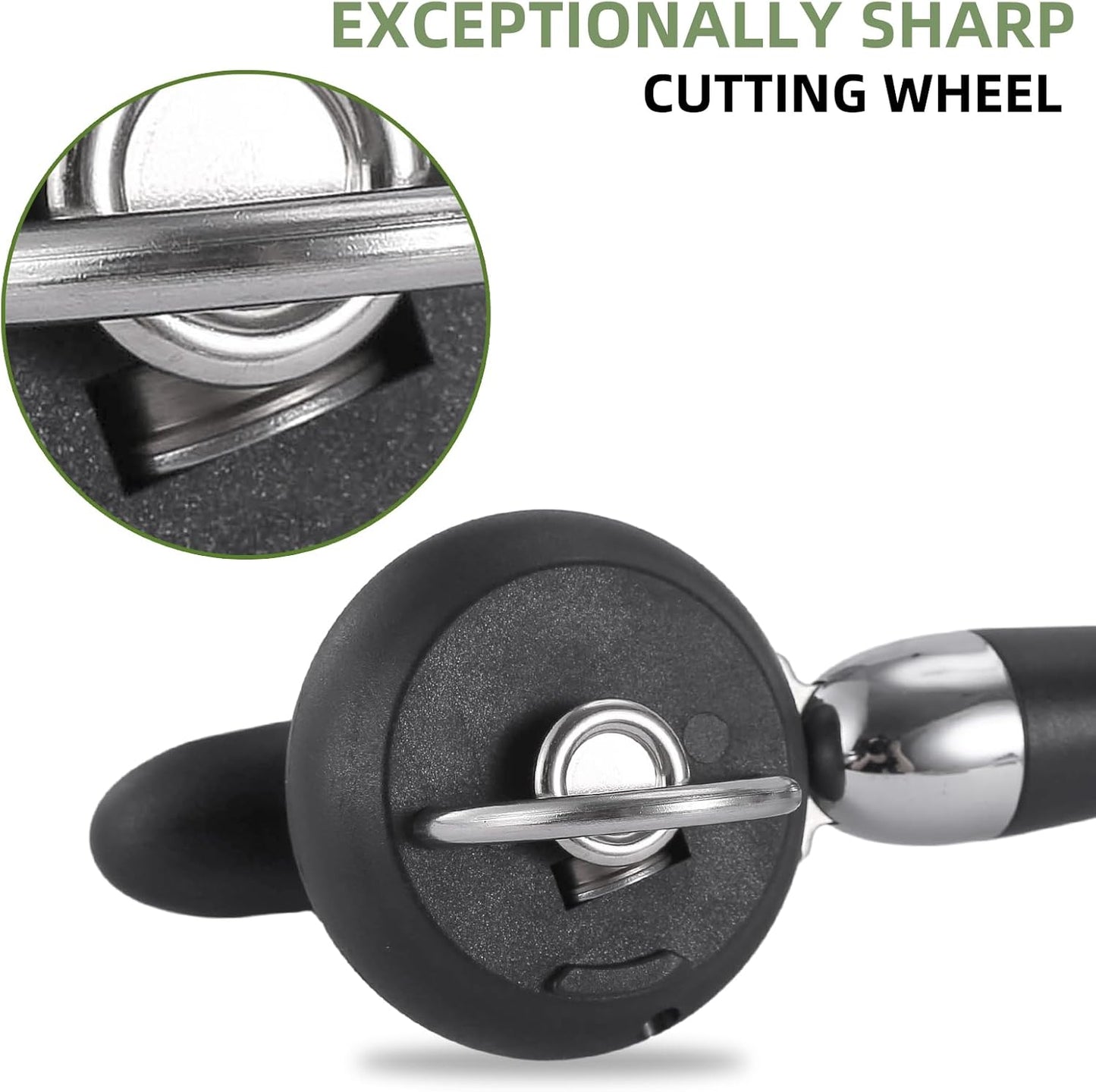 Can Opener Manual Tin Opener Stainless Steel Heavy Duty, Oversized Hand-held Easy Rotary Knob, Safe Cut Manual Can Opener with Non-Slip Handle, Smoother Cut Sharp Blade for Seniors Kitchen Tool, Black