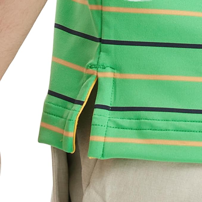 Rouen Mens Golf Shirt Moisture Wicking Dry Fit Performance Stripe Casual Collared Short Sleeve Golf Polo Shirts for Men