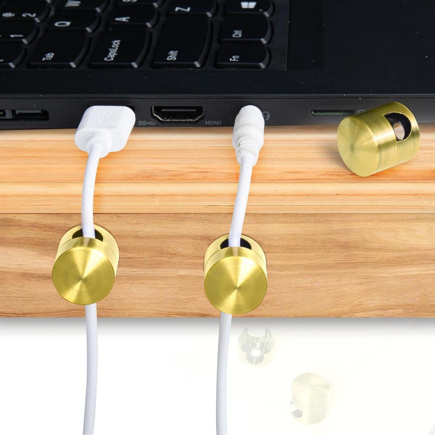 4 Sets Charger Holders for Cords, Gold Color Adjustable Cable Anchor Holders, Adhesive Metal Cord Clips, Cable Management Wire Organizers for Desk, Office, Nightstand