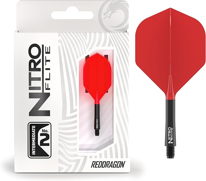 RED DRAGON Darts – Nitro Flite Integrated Flight & Shaft System – No.2 Shape and Design - Available in Short, Intermediate & Medium - Available in Variety of Colours - Professional Darts Accessories