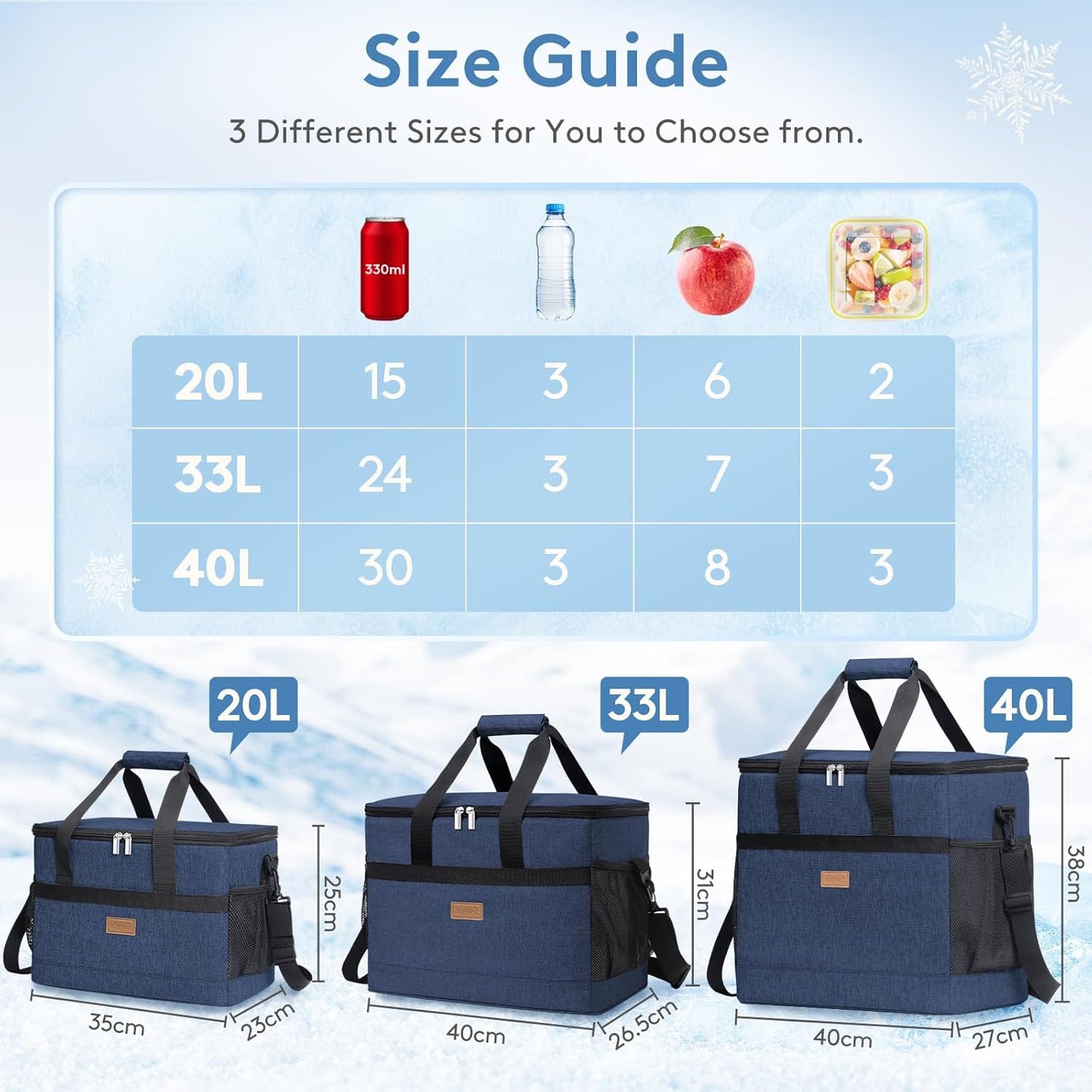 Lifewit Cooler Bag 30/50/60 Cans Collapsible and Insulated Large Lunch Bag Leakproof Soft Cooler Portable Tote for Camping/BBQ/Family Outdoor Activities