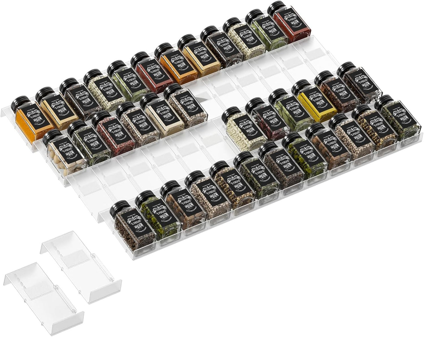 Famhap Spice Drawer Organizer, 48PCS Interlocking Expandable Seasoning Rack Tray Insert for Kitchen Drawers, Spice Rack Drawer for Spice Jars