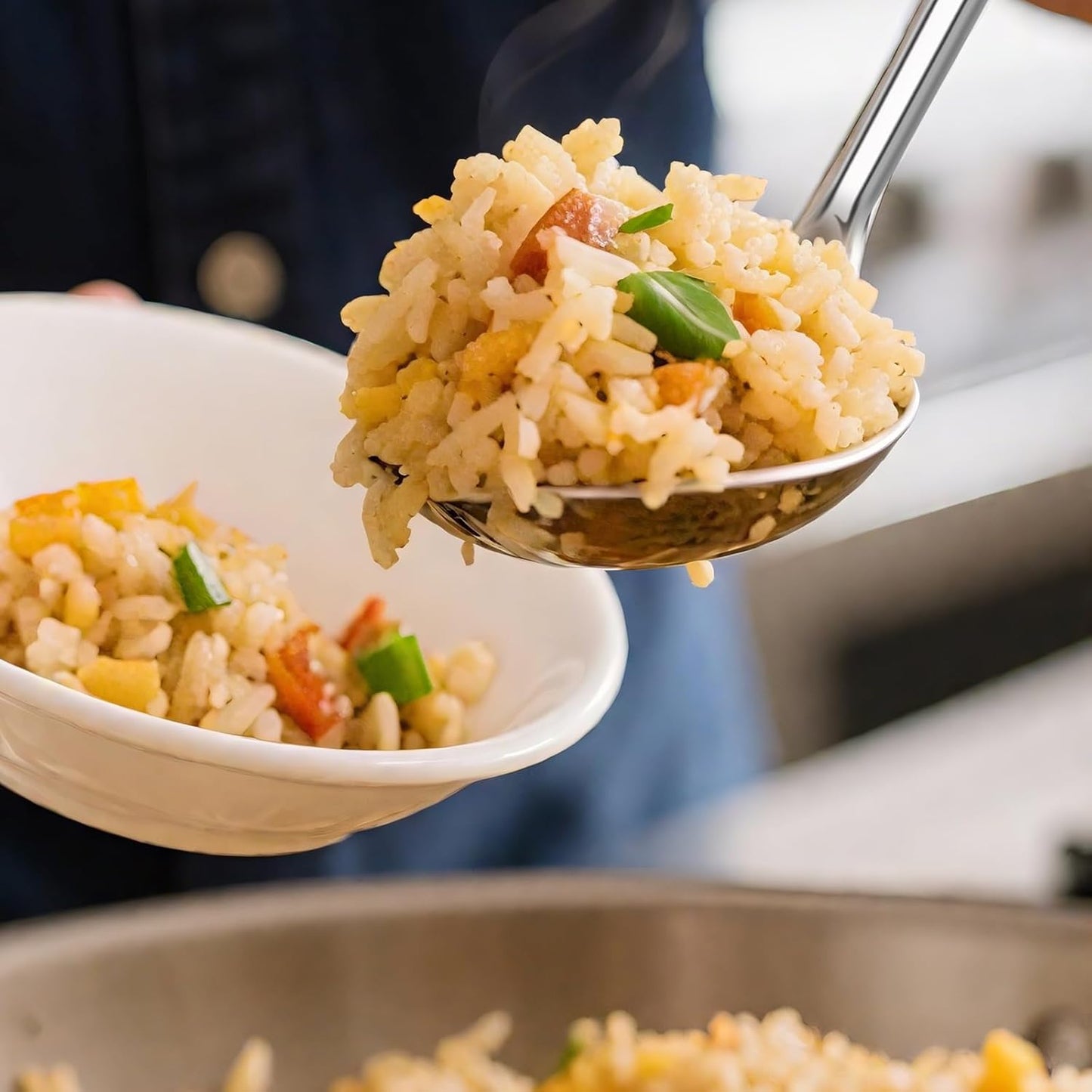 3-Piece,Stainless Steel Serving spoons set with Slotted Spoon-Serving Spoon and Perforated Spoon, soup ladle,kitchen cooking serving utensils set cooking spoon