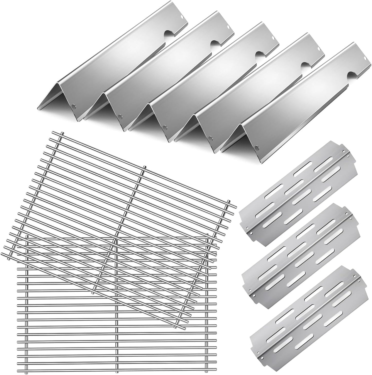 Stainless Steel 66095 Grill Grates for Weber Genesis 2 Grill Parts 66032 Flavorizer Bars 66795 Heat Deflector for Weber Genesis ii E-310 E-315 E-325 S-335 GS4 Grill Parts Replacement 18 7/8"