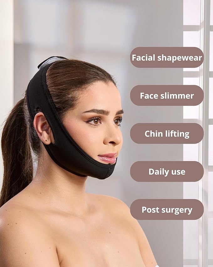 SHAPE CONCEPT Chin Strap for Sleeping 320 with Powernet, Otoplasty Headband, Double Chin Reducer and Ear Correctors
