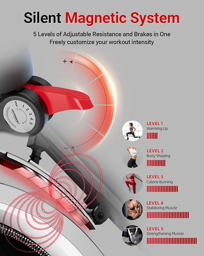 HARISON Semi-Commercial Exercise Bike 400 lbs Capacity, Magnetic Stationary Bikes for Home Gym with Bluetooth & Tablet Holder & Comfortable Seat Cushion