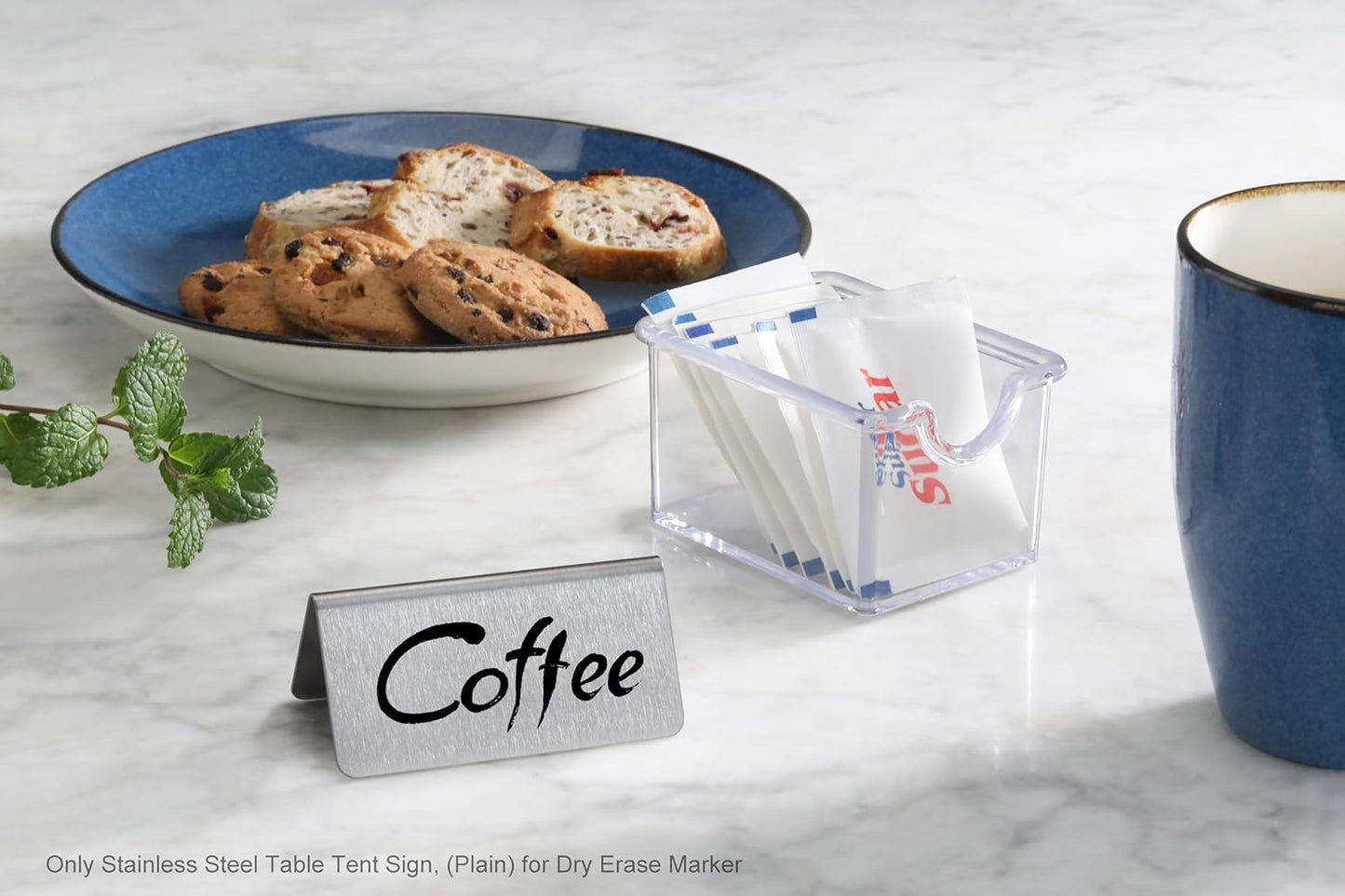 New Star Foodservice Stainless Steel Table Tent Sign (Silver (Plain), 3-Inch by 1-1/2-Inch (Set of 6))