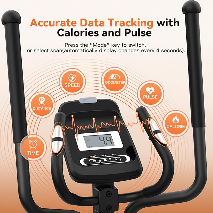 ANCHEER Elliptical Machine, Elliptical Exercise Machine with Quiet Magnetic Drive,14 Resistance Levels, Pulse Rate Monitor, LCD Monitor, 15.5IN Stride, Elliptical Trainer for Home