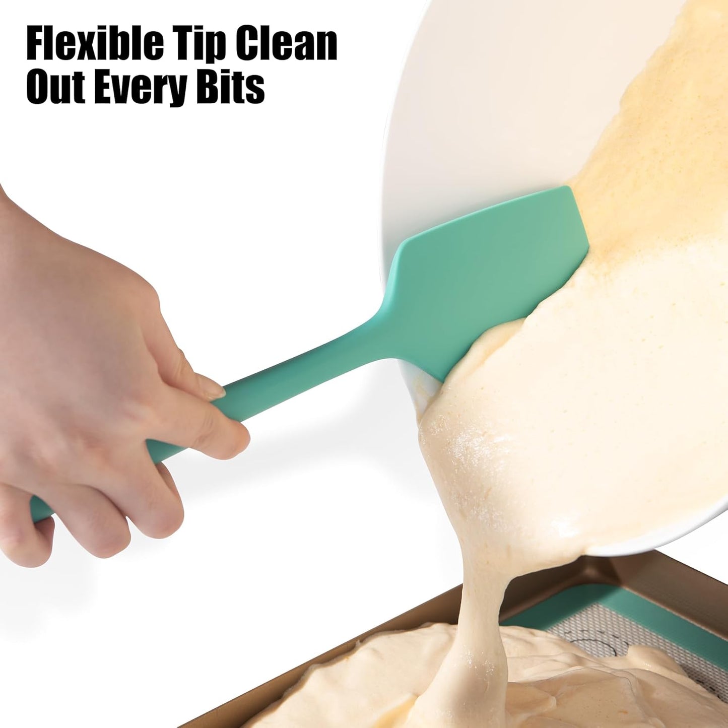 4-Piece Silicone Spatula Scrapers: Doosu 600°F Heat Resistant Food Grade Kitchen BPA Free Rubber Baking Cooking Tool Nonstick Utensil Set for Mixing, Scraping, Folding, Stirring, Serving (Multi-3)