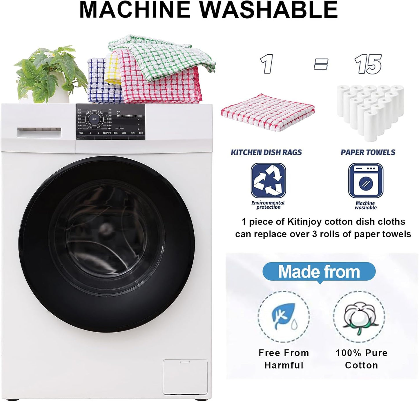 Kitinjoy Cotton 6 Pack Terry Kitchen Towels, 16 x 25 Inches Super Soft and Absorbent Dish Towels, Quick Drying Hand Towels for Kitchen Drying, Red