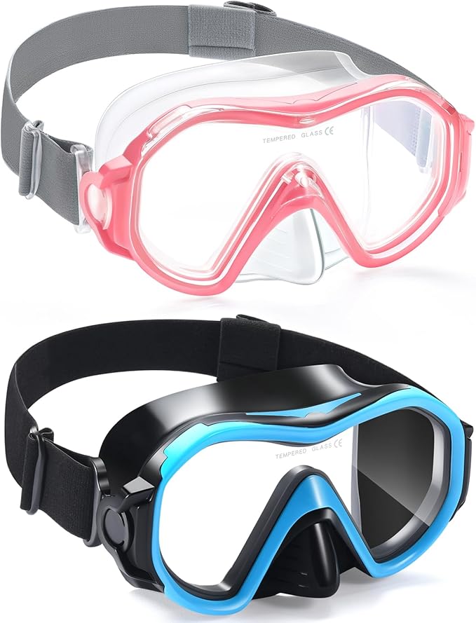 Supertrip Adult Swim Goggles Swimming Goggles with Nose Cover Elastic Fabric Strap Tempered Glass Snorkeling Gear for Adults