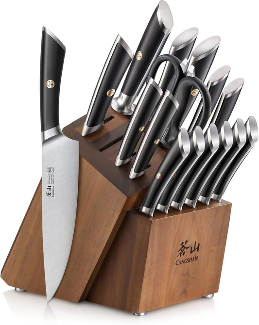 Cangshan ELBERT Series German Steel Forged Knife Block Sets (17-Piece, Black)