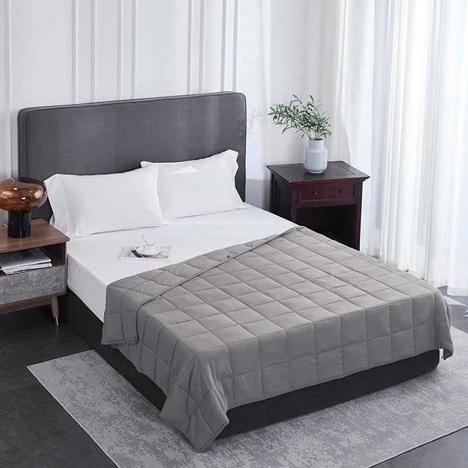 L'AGRATY Weighted Blanket - 60"x80" 20lbs Cooling Breathable Heavy Blanket Microfiber Material with Glass Beads Big Blanket for Adult All-season Summer Fall Winter Soft Thick Comfort Blanket