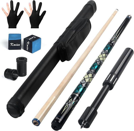 Kmise Professional Pool Cue Stick - 19 20 21oz Canadian Maple Cue Sticks, Low Deflection Shaft with Telescopic Carbon Fiber Extension, Pool Sticks for Aults, Billiard Cue Sticks with Leather Cue Case