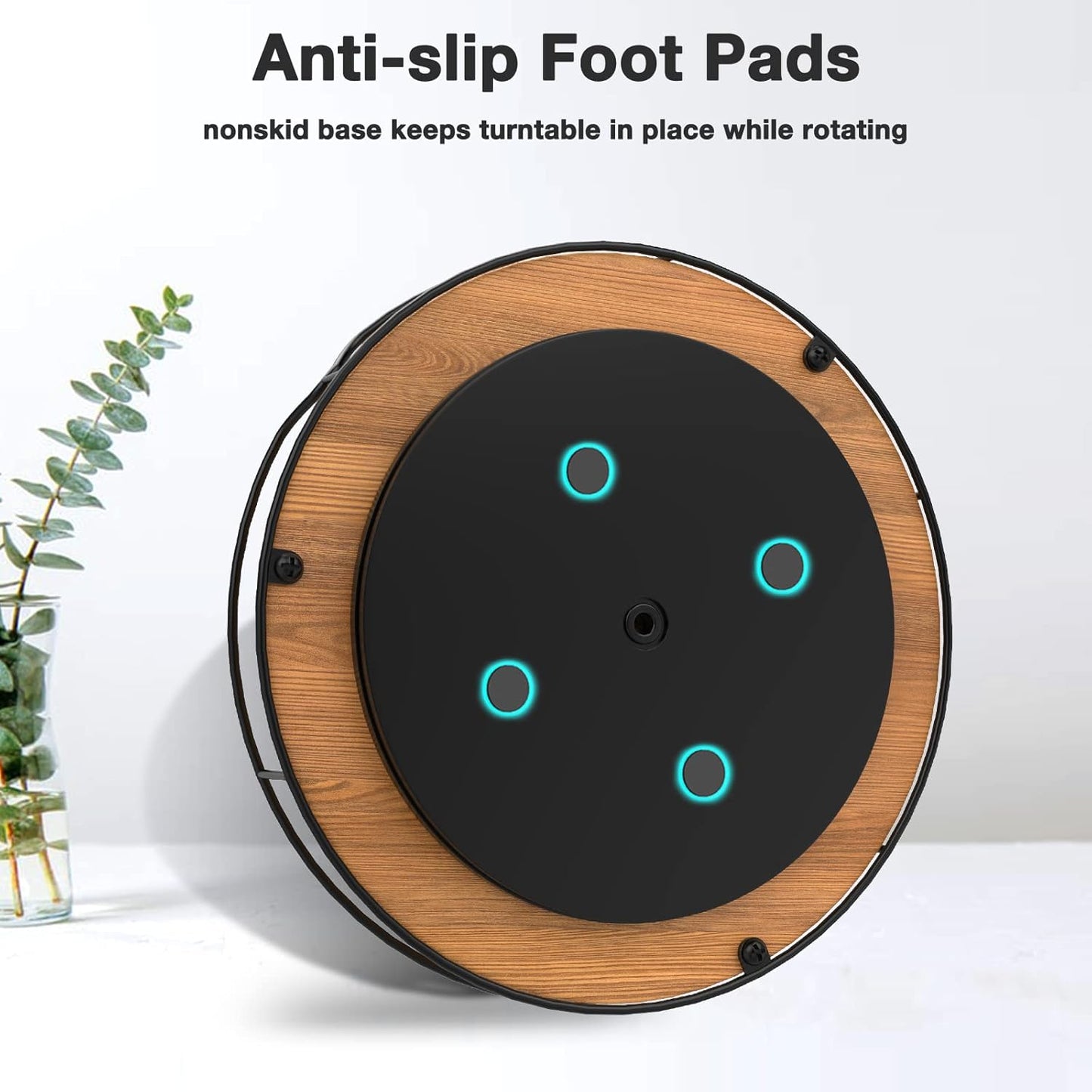 Lazy Susan Turntable Organizer for Cabinet Pantry Kitchen Countertop Refrigerator Cupboard, Pine Wood (Carbonized Black, 12“)